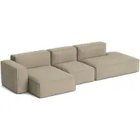 HAY Mags Soft Low Armrest sohva 2,5-istuttava yhdistelmä 3 Linara beige, vasemmanpuoleinen, irrotettava verhoilu