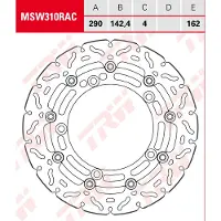 TRW Jarrulevyt Racing edessä, ABE:n kanssa ETU MSW310RAC D: 290, kelluva