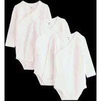 Lindex 3-Pack Solid Wrap Bodysuits - Cream - 68
