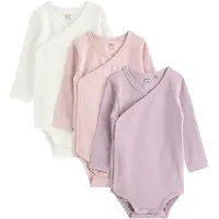 Lindex 3-Pack Solid Wrap Bodysuits - Purple - 68