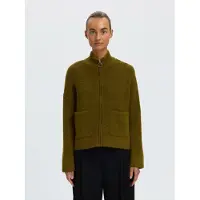 Selected Slwsia Ras Ls Knit Zipper Cardigan Noos - Green - XL