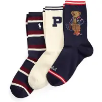 Ralph Lauren Polo Bear Striped Sock 3-Pack - Navy - 38-42