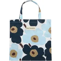 Marimekko Pieni Unikko laukku 44x43 cm White-blueberry-cold blue-dark brown