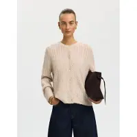 Selected Slwlulu New Ls Knit Cable Cardigan Noos - Beige - XL