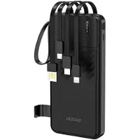 Dudao K11 10000mAh Powerbank with Built-in Cables - Black - 10000 mAh