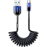 JOYROOM S-A43 Crystal-Clear Series 3A USB-A - USB-C spiral cable 1.5m - black