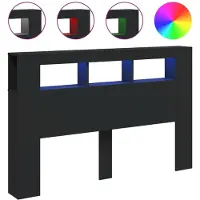 vidaXL Sängynpääty LED-valoilla, musta, 160x18,5x103,5 cm