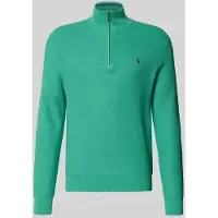 Ralph Lauren Mesh-Knit Cotton Quarter-Zip Sweater - Green - XL