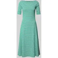 Ralph Lauren Striped Stretch Cotton Ribbed Midi Dress - Green - S