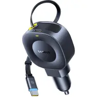 Baseus PrimeTrip VR2 45W + 45W Car Charger with Retractable USB-C Cable - Black