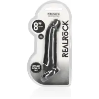RealRock by Shots Skin realistinen peniksen jatkoholkki rengaskuvioinnilla 21,9 cm Musta