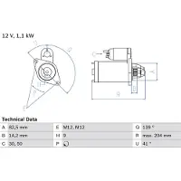 Bosch Starttimoottori - VW - Passat. Audi - A4, A6. Skoda - Superb. Seat - Exeo