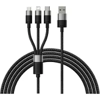 Baseus StarSpeed 3-in-1 lataus- ja datakaapeli - 1.2m, 3.5A - Musta