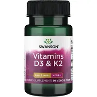 Swanson Health D3- ja K2-vitamiinit - 60 Veg-kapselia