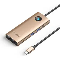 ORICO PW11 8in1 USB-C Docking Station 2x USB-A 3.0 1x USB-C PD 100W 1x HDMI 4K 60Hz 1x microSD/SD 1x RJ45 Gigabit Ethernet 1x Audio 3.5mm - Rose Gold USB hub - 8 satamat - USB 3.0