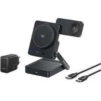 Baseus PicoGo AF21 3in1 Qi2.2 35W Wireless Charger with 45W EU Power Adapter and 1m USB-C Cable - Black