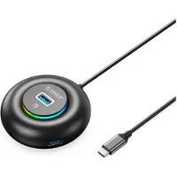 ORICO YXR4-C3 RGB USB-jakaja, 4 USB-A 3.0 -porttia, ääni- ja mikrofoniliitäntä, 1,8 m – musta