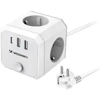 Wozinsky WKZ-3B Power Cube 3x AC, 2x USB-A, 1x USB-C, 4000 W, 1,8 m:n kaapelilla – valkoinen