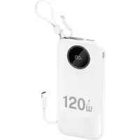 Dudao K13 10000mAh Powerbank sisäänrakennetulla USB-C + Lightning-kaapelilla - Valkoinen