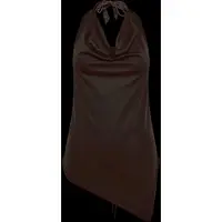 Gina Tricot Tie Back Halterneck Top - Brown - XS