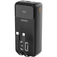 Dudao Powerbank 30000mAh pikalatauksella ja sisäänrakennetuilla kaapeleilla - svart