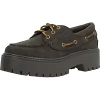 Timberland for woman. TB0A2GVFW071 Dark brown Stone Street platform boat shoes (37 W), Leather, 3 to 5 cm, Laces, Casual
