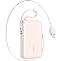 JOYROOM JR-PR2L 10000mAh 35W Power Bank with Built-in Retractable USB-C Cable and USB-C Lanyard Cable - Pink - 10000 mAh