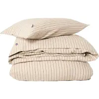 Lexington Pinstriped Vuodevaatteet 220x220 + 50x60x2 Cm Beiget / t - Vuodevaatesarjat Puuvilla Ruskea - 12630005-2611-S305