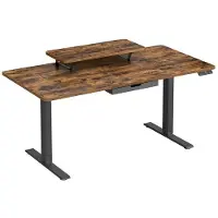 Songmics Säädettävä työpöytä 140x70x72-120 cm ruskea, puu, toimistokalusteet