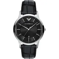 Emporio Armani Analoginen kello 'ARCHETIPO' musta / hopea
