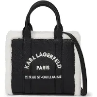 Karl Lagerfeld Käsilaukku 'Rue St-Guillaume' musta / villanvalkoinen