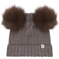 Huttelihut Pipo Merinovilla Tupsuilla Alpakka, Brown Melange, 48