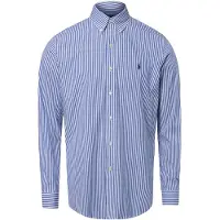 Ralph Lauren Custom Fit Striped Stretch Poplin Shirt - Blue - S