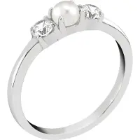 Lykken Pearls rodinoitu hopeasormus helmillä-180