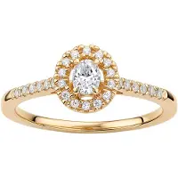 Lykken Elegance keltakultainen halo-timanttisormus-185