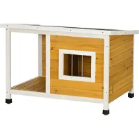 PawHut Koiratalo, jossa on patio ja oranssi saranoitu katto