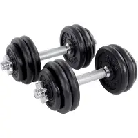 24hShop Säädettävät käsipainot 2 x 15 kg / käsipainosarja / valurautapainot / yhdistettävä tanko