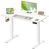 Songmics Korkeussäädettävä työpöytä 100x60x72-120 cm Valkoinen Teräs