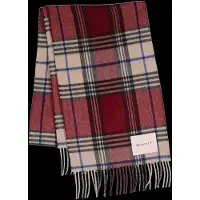 Gant Checked Wool Scarf - Burgundy - ONE SIZE