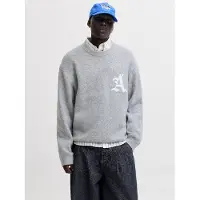 Jack & Jones Jcolegacy Knit Jacquard Crew Neck - Grey - L