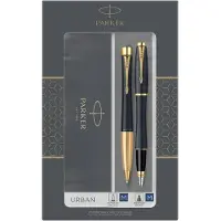 Parker Urban Duo Black and Gold, 1mm - kuulakärkikynä ja täytekynä, 2 kpl, sininen