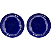 Serax Ottolenghi Feast lautanen M Ø22,5 cm 2-pakkaus Dark blue stripes-white