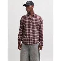 Jack & Jones Paita 'JORFREDERIKSBERG' tummanruskea / karmiininpunaine / valkoinen