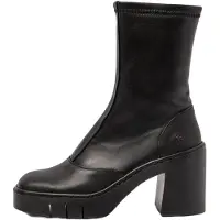 Art for woman. 119731101003_001 Black leather ankle boots -Heel height: 9cm (39), 8 to 10 cm, Zip, Casual