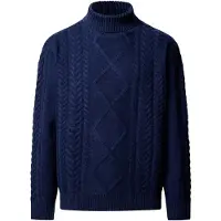 Hackett London for man. HM7000289 Navy Argyle turtleneck sweater (L), Casual, Wool, Classic