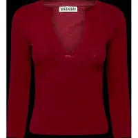 Weekday Nessa V Neck With 3/4 Sleeve - Burgundy - M