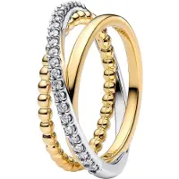 Pandora Crossover Beads & Pavé Triple Band Ring - Gold - 50