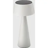 Sigor LED-akku-pöytävalaisin Solino, valkoinen, aurinko/USB, 26 cm, IP44 himmennettävä, Valkoinen/opaali, Olohuone/ruokailutila, Alumiini, Moderni