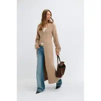 Gina Tricot  - Long knitted cardigan - Pitkät neuletakit - Beige - S - Naiset