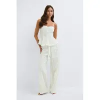 Gina Tricot  - Poplin pyjamas trousers - Pyjamat - Valkoinen - L - Naiset